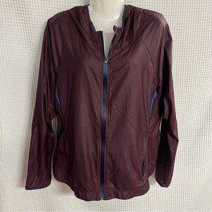 Athleta ladies lightweight hooded windbreaker jacket size large